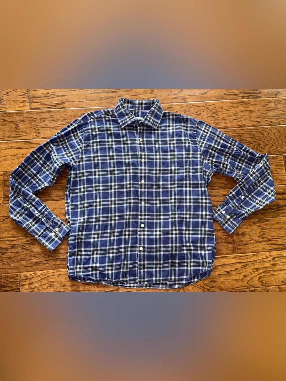 Peter Millar Soft Flannel Plaid Button Down Men’s Large Blue Plaid Luxury Casual